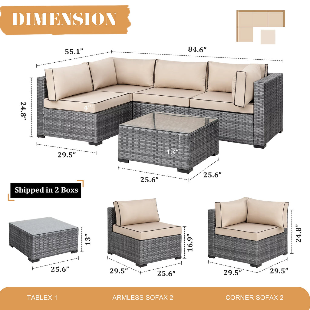 7 Piece Wicker Outdoor Sectional Sofa Set Y247