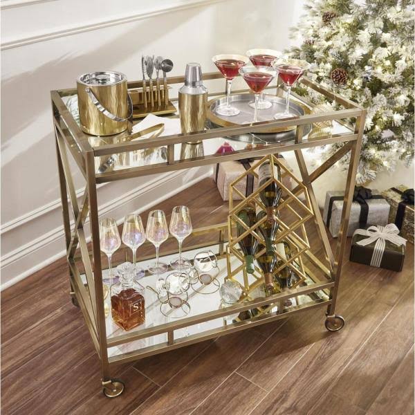 Antique Brass Bar Cart R621044