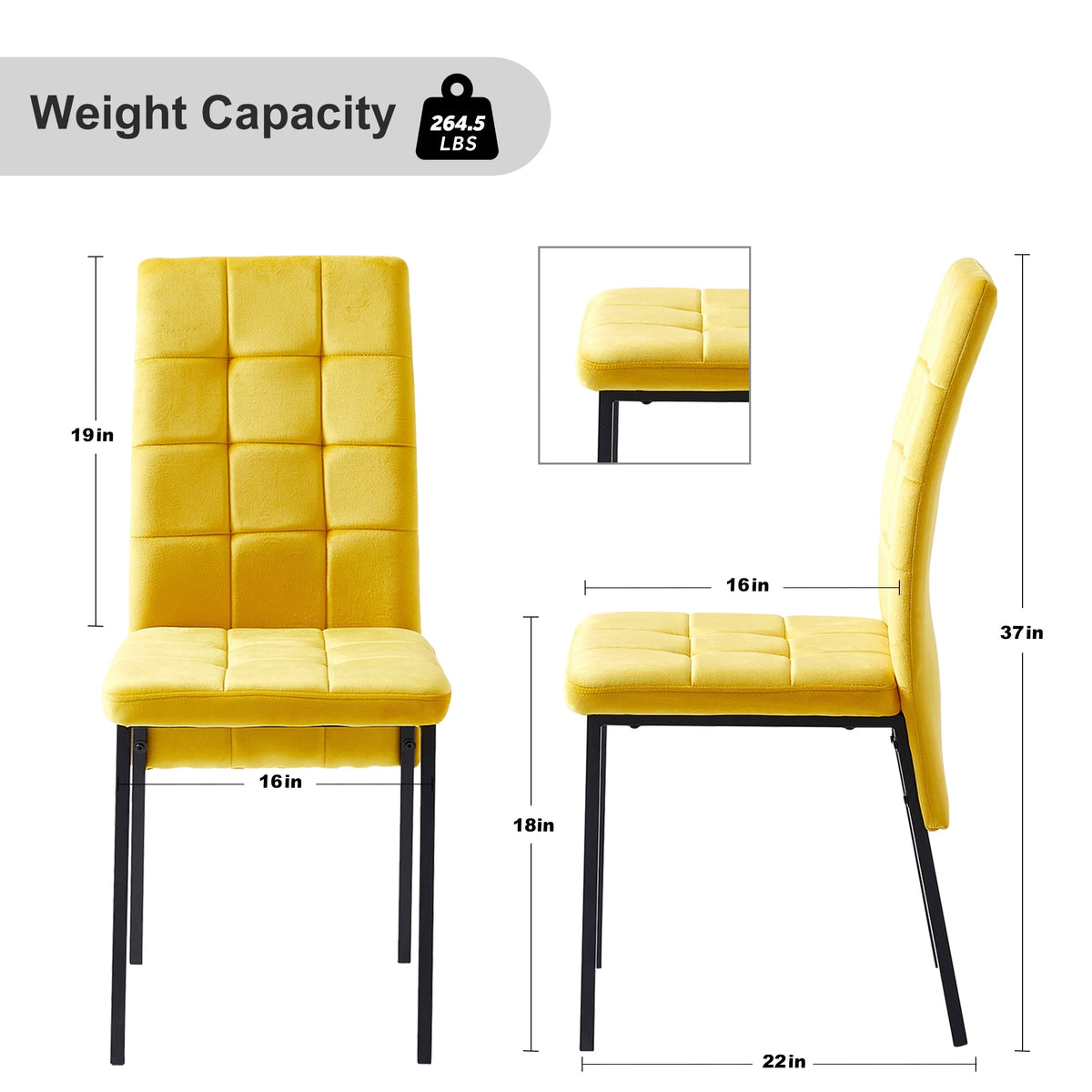 Yellow Velvet Dining Chairs Set Of 4 J6500