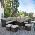 7 Piece Outdoor Sectional Sofa Rattan Wicker Dining Furniture I915401