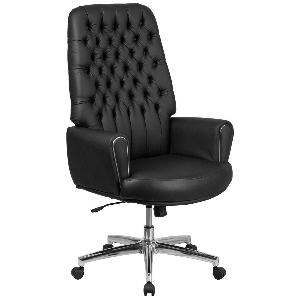 Black Tufted Bonded Leather Executive Swivel Chair with Arms P869026