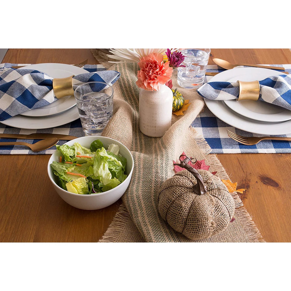 14x72" Beige Green Stripe Burlap Table Runner C660653