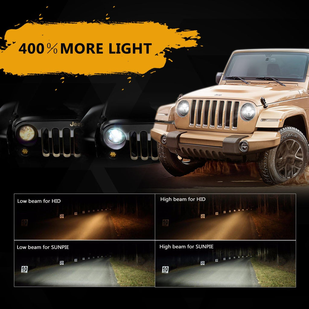Round 7 inch LED Headlights + 4 inch LED Fog Lights E8906