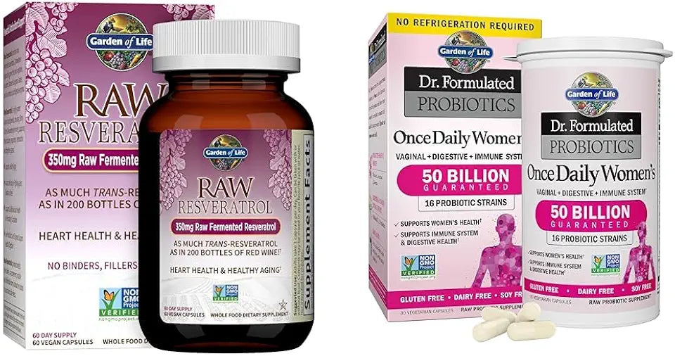 Resveratrol Supplement and Women's Probiotics 50 Billion 30 Count P6530