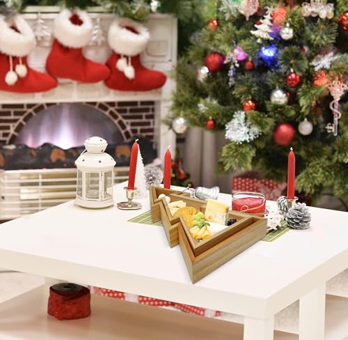 Wooden Christmas Tree Trays Set of 2 G54151