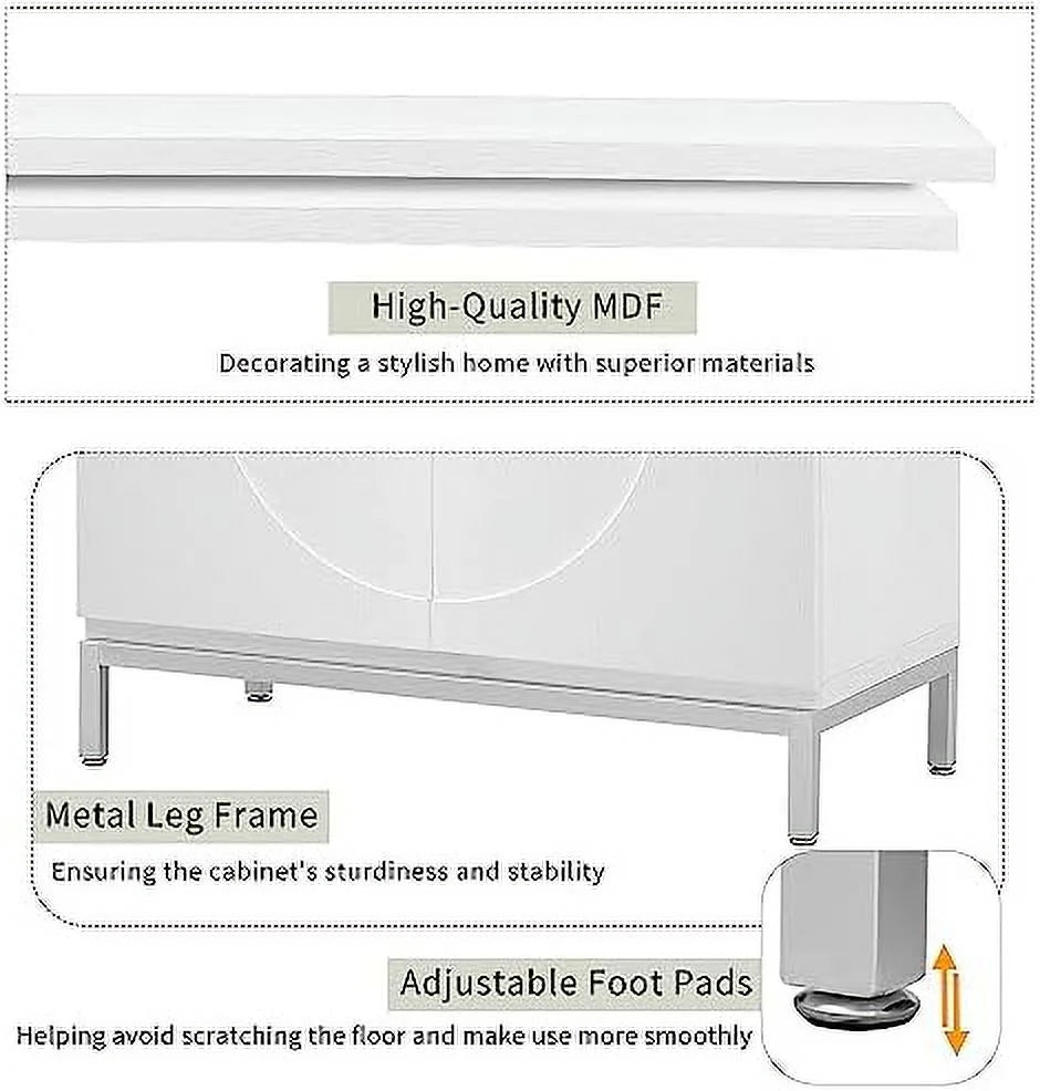 White Accent Cabinet with Metal Leg Frame T539