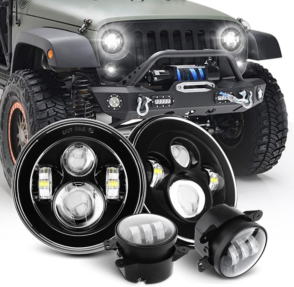 Round 7 inch LED Headlights + 4 inch LED Fog Lights E8906
