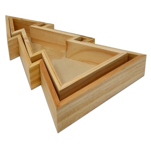 Wooden Christmas Tree Trays Set of 2 G54151