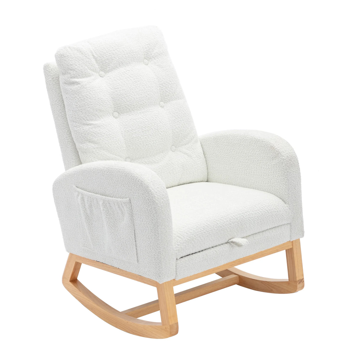 Rocking Chair with Footrest High Back Rubber Wood Legs P538117