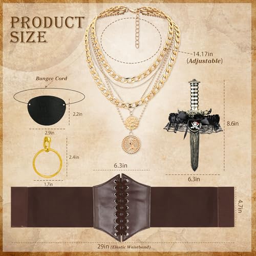 Pirate Costume Women Outfits Corset Skirt Top Accessories Q6338