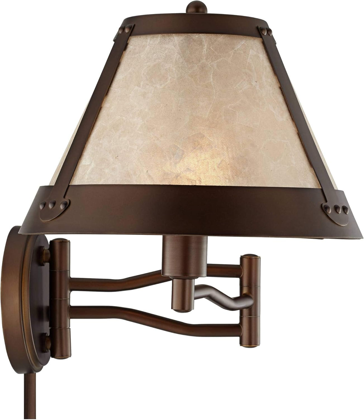 Bronze Swing Arm Wall Lamp with Mica Shade I494