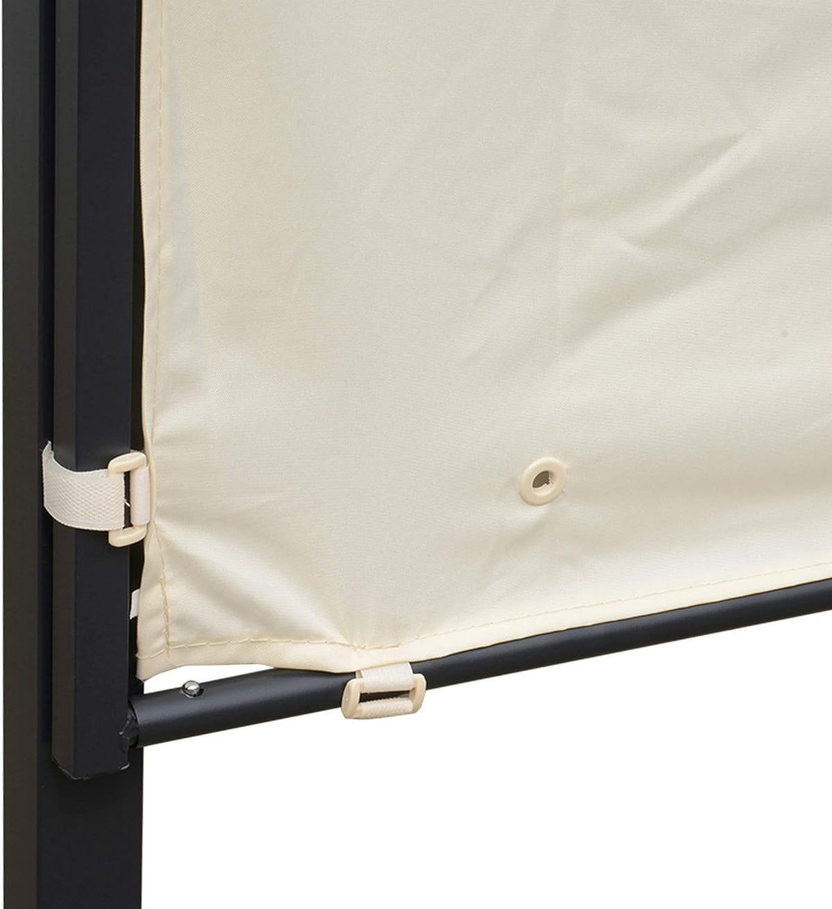 10 x 8ft Beige Metal Pergola with Side Awning F6650
