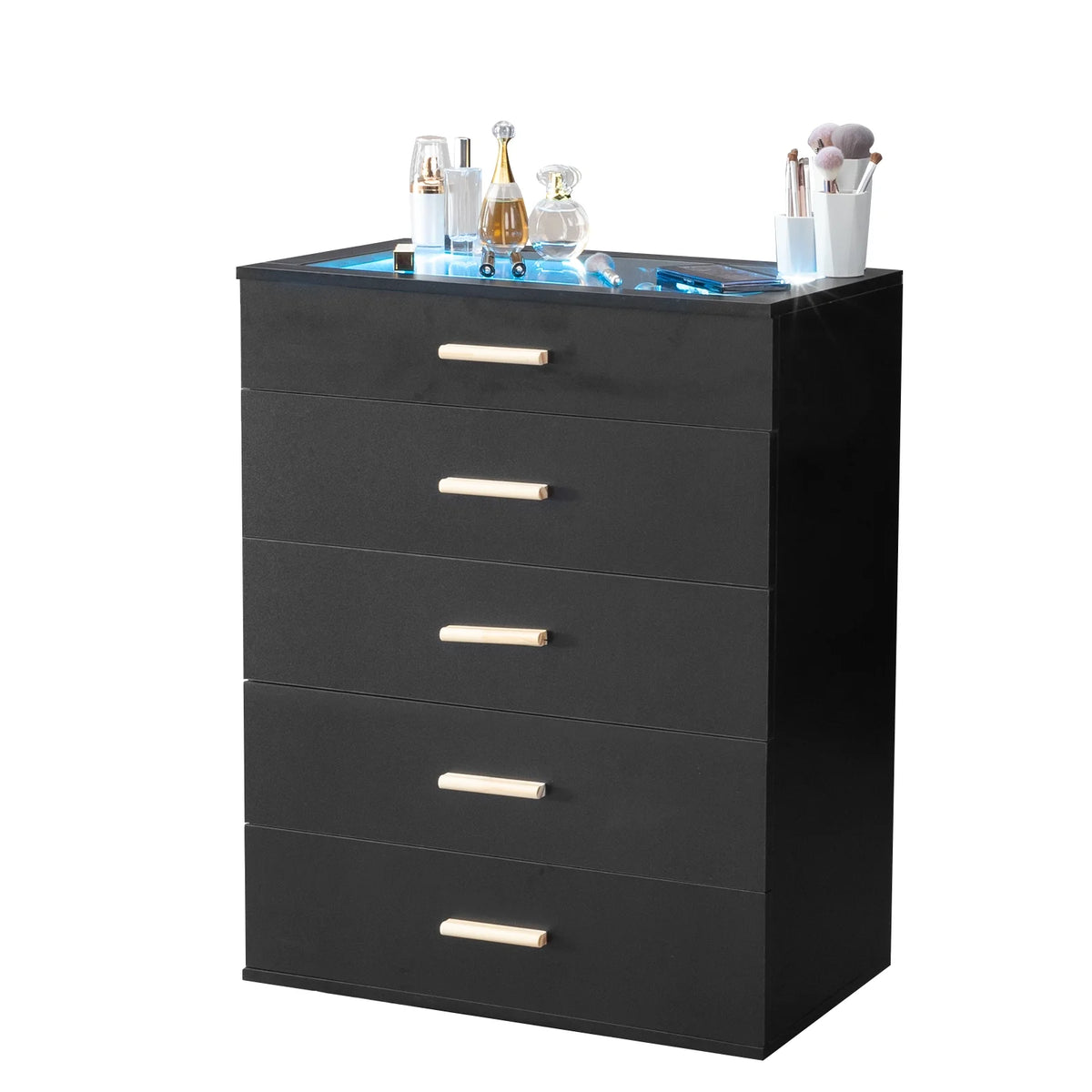 Black 5 Drawer Wood Dresser P344130
