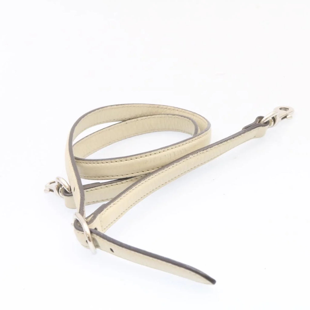 White Leather Bamboo Handbag P55017