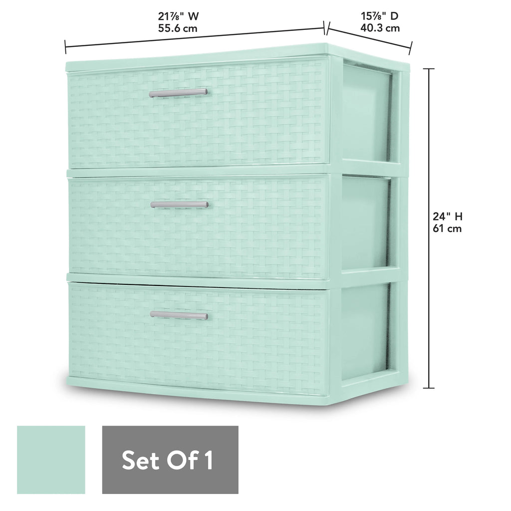 3 Drawer Wide Weave Tower White G308
