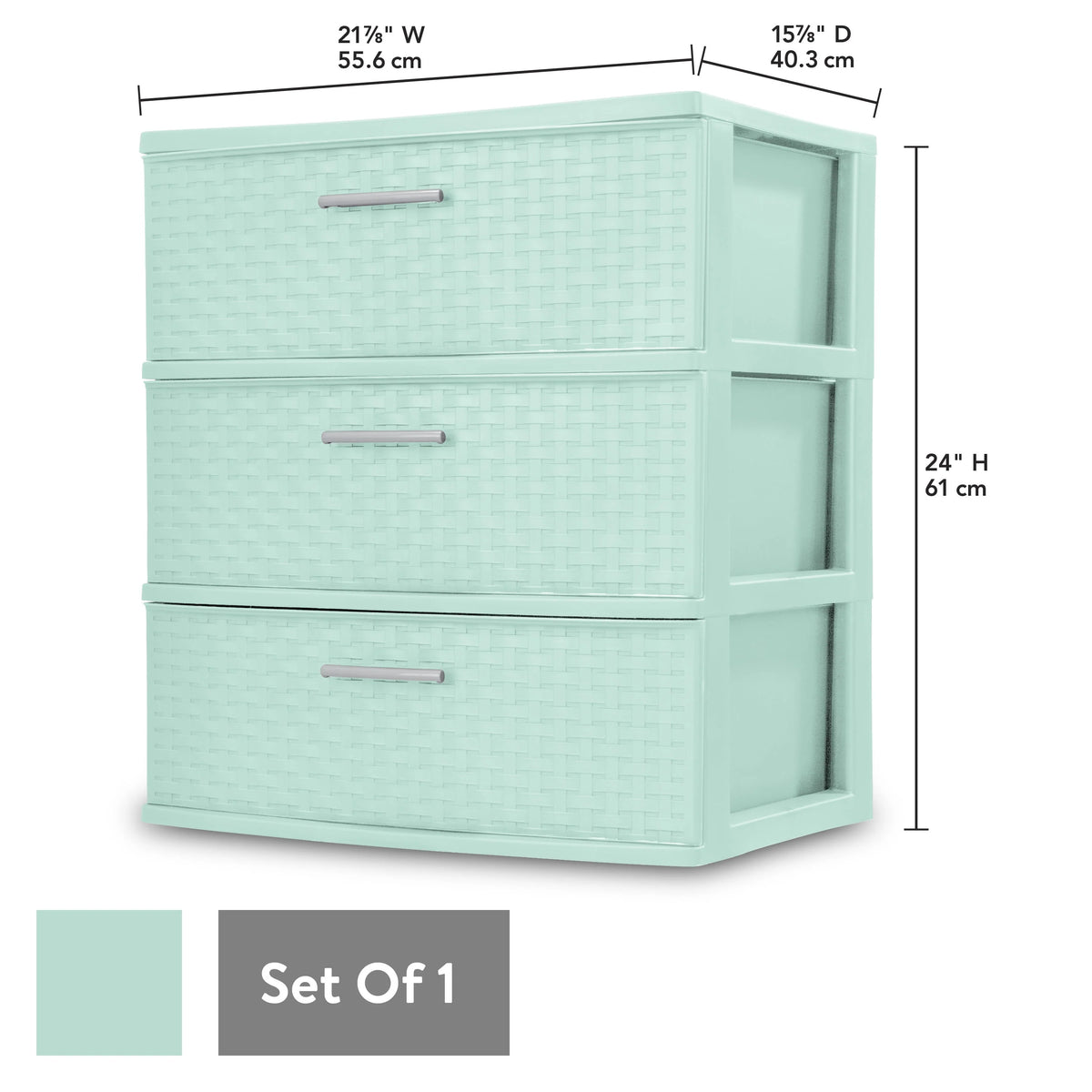 3 Drawer Wide Weave Tower White G308