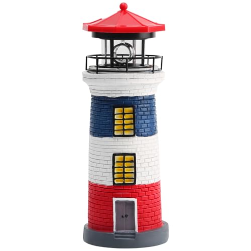 Black and White LED Solar Power Lighthouse Statue H53320