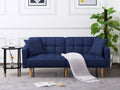 71.3 inch Futon Sofa Bed Convertible Sleeper Couch with 2 Pillows Navy Blue W198