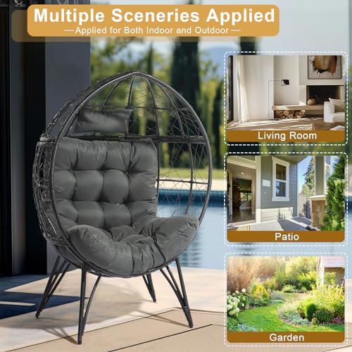 Oversized Wicker Egg Chair with Cushions L6684
