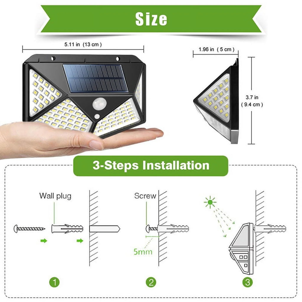 100LED Solar Motion Sensor Light IP65 Waterproof 4Pcs Y603