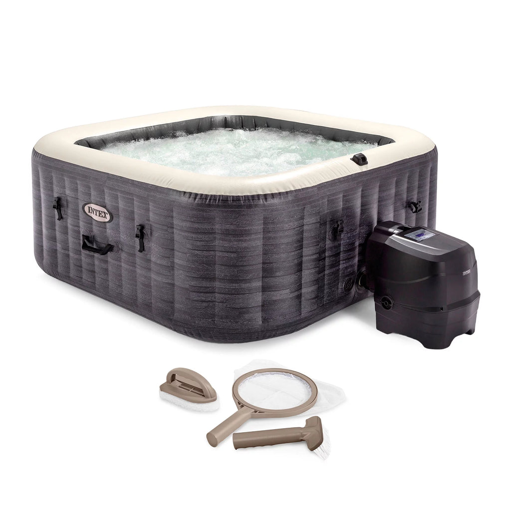 Inflatable Square Hot Tub with Maintenance Accessory Kit O14075