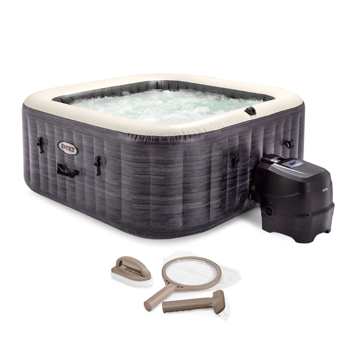 Inflatable Square Hot Tub with Maintenance Accessory Kit O14075