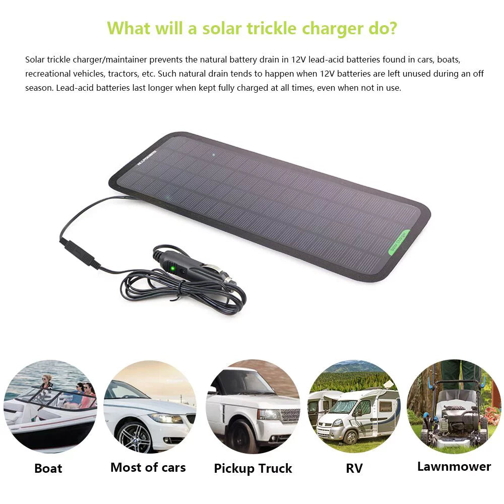5W 12V 18V Solar Battery Maintainer Portable Solar Panel Kit R4094
