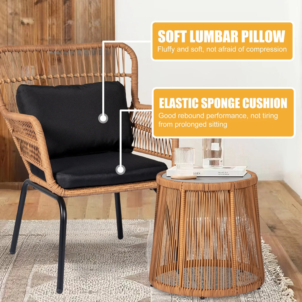 3 Piece All-Weather Wicker Bistro Set with Table Q643