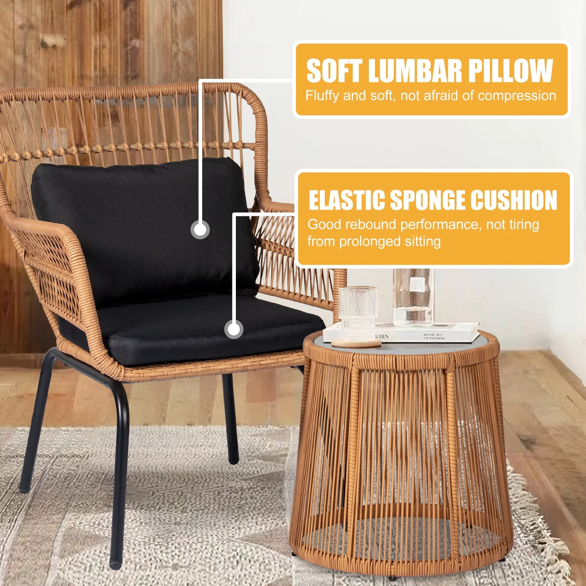 3 Piece All-Weather Wicker Bistro Set with Table Q643