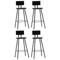 4 Piece Reclaimed Wood Bar Stools with Backrest Steel Frame X401