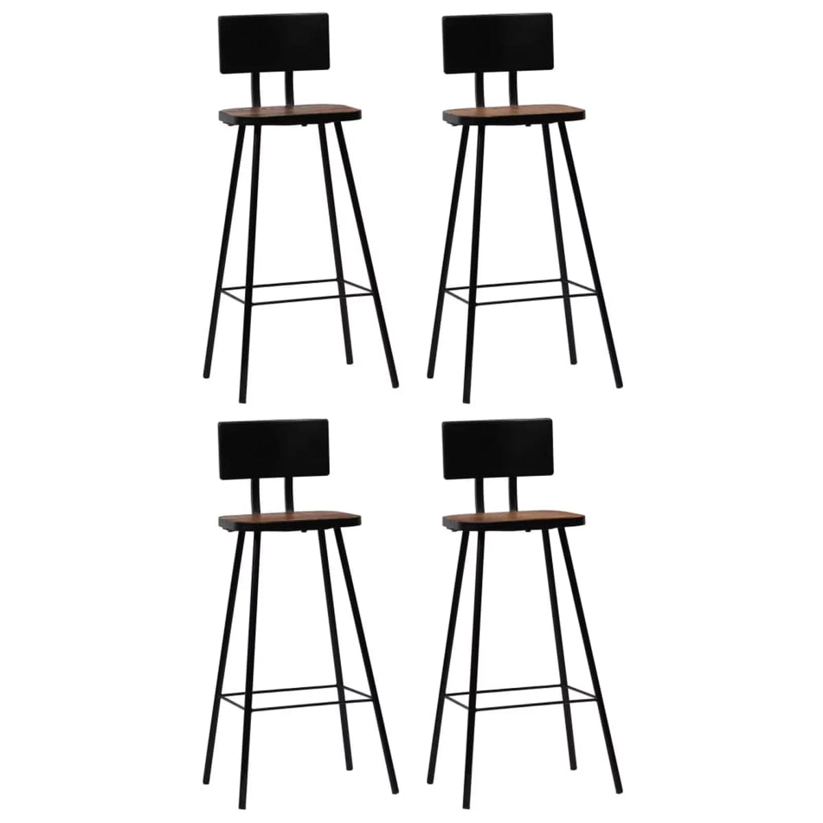 4 Piece Reclaimed Wood Bar Stools with Backrest Steel Frame X401