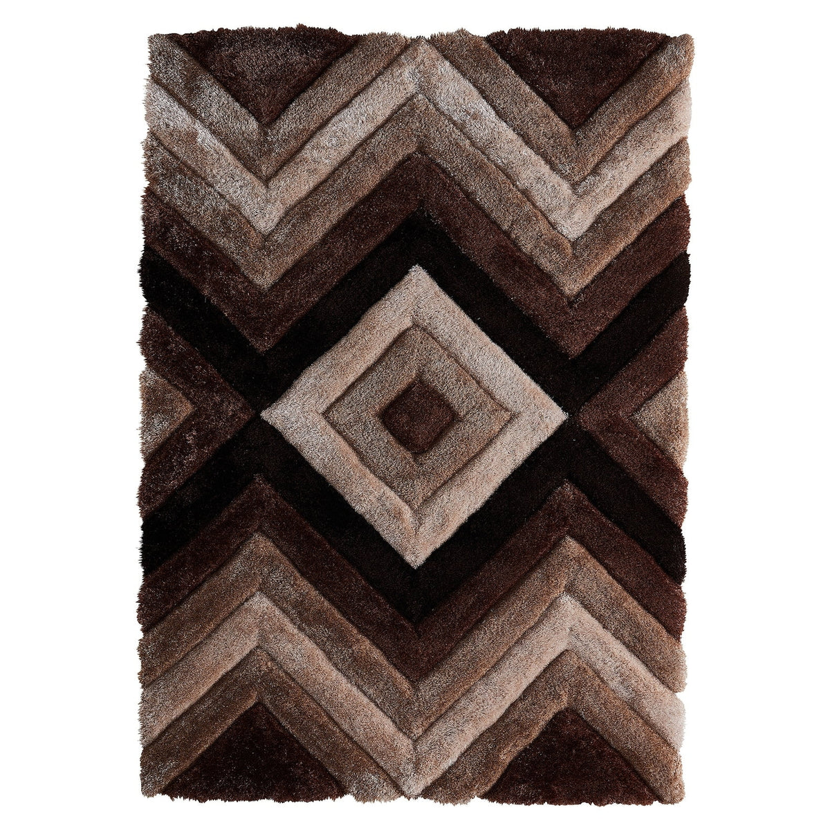 Brown Geometric Polyester Area Rug 3'5 x 5'5 H511