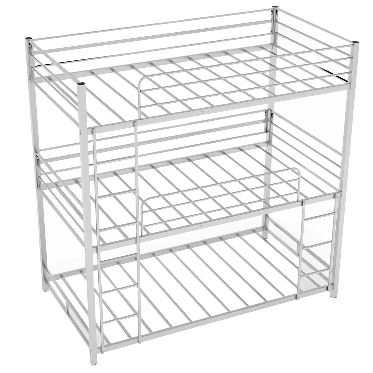 Metal Triple Bunk Bed Twin Over Twin with Ladder and Safety Guardrail E8129
