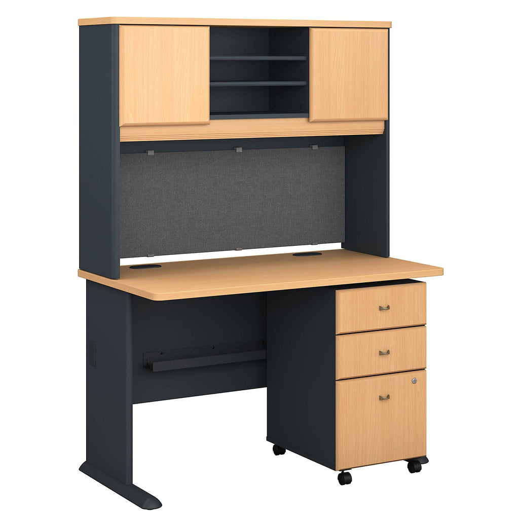 48W Desk with Hutch and Mobile File Cabinet H3477