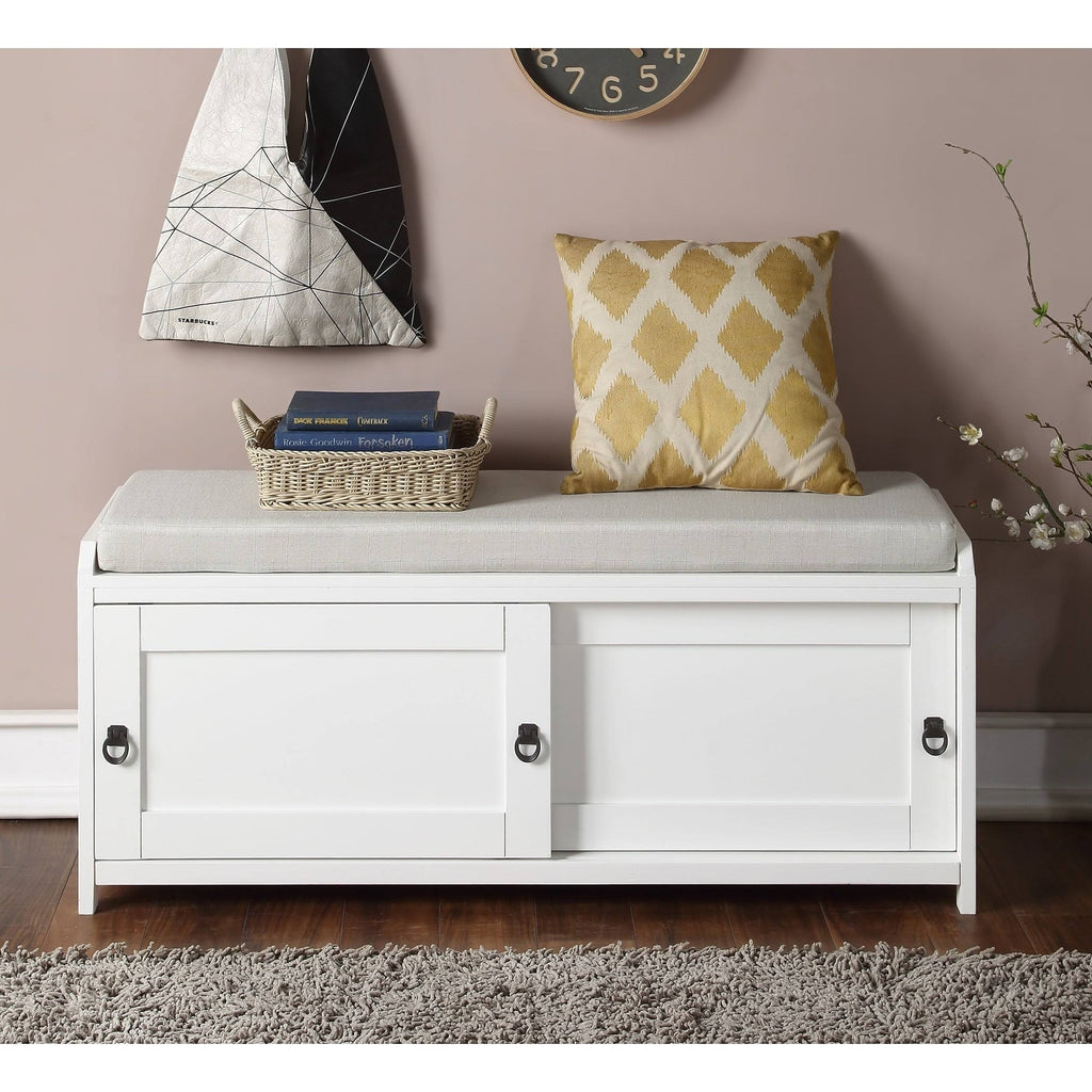 Wood Storage Bench with 2 Cabinets Black T78616