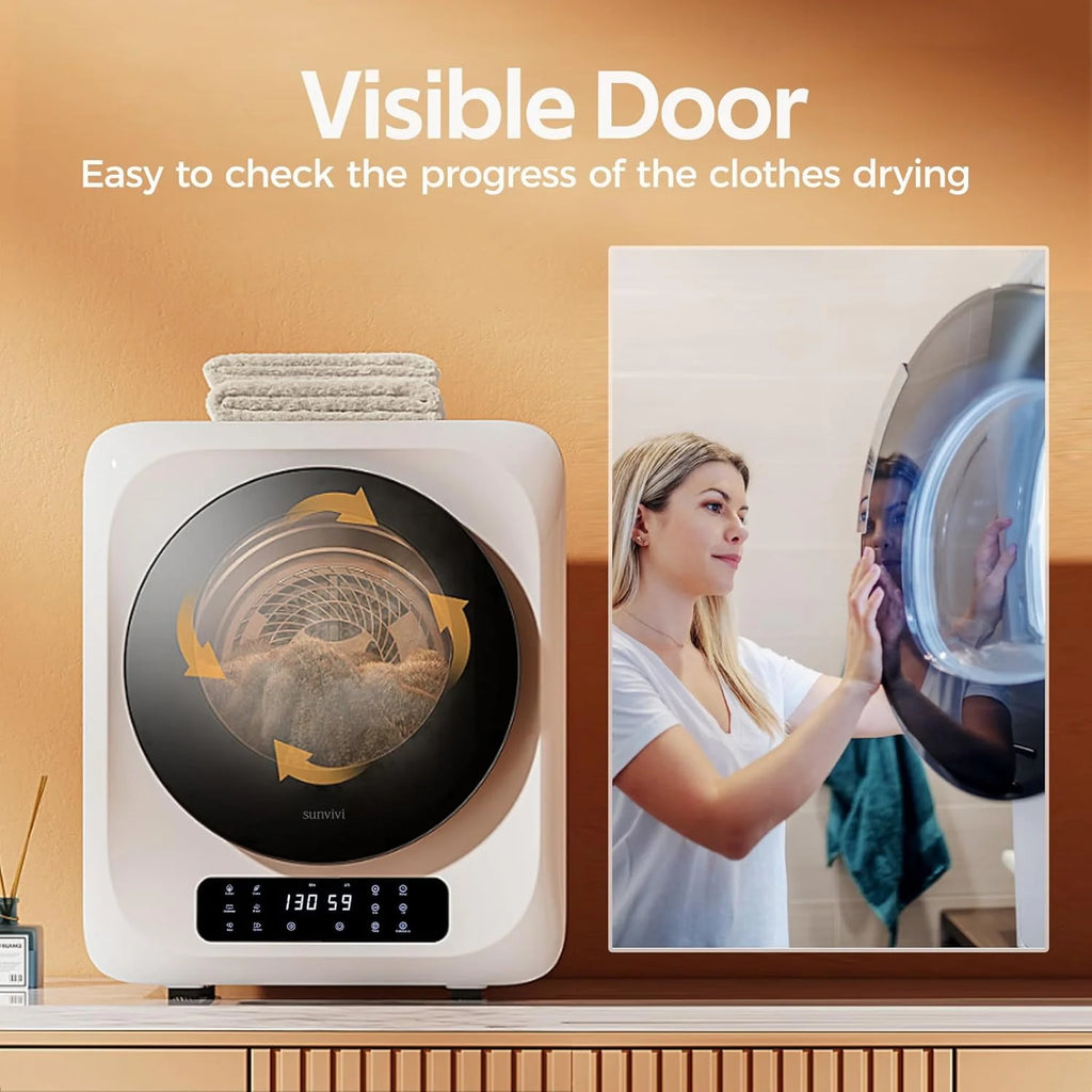 Compact Electric Laundry Dryer with Stainless Steel Drum V985388