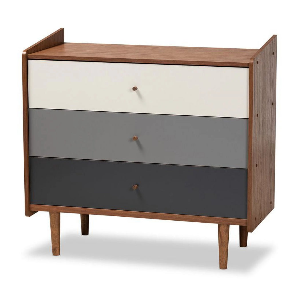 Brown and Grey Gradient Wood 3-Drawer Chest I88550