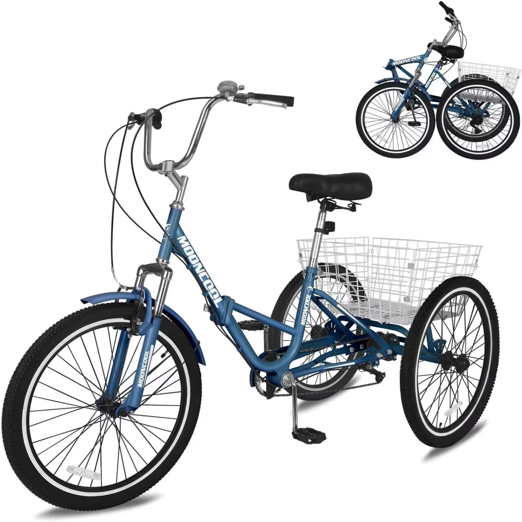 Folding 7 Speed Tricycle Bike with Large Basket T614