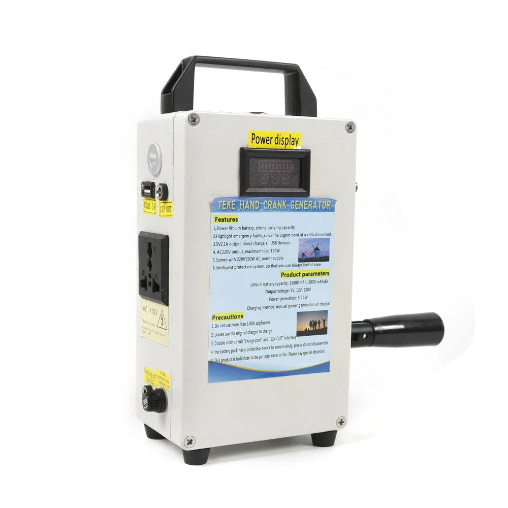Portable Hand Crank Generator Emergency Power Supply USB Charger V75207