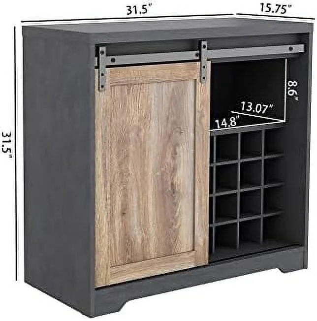 Farmhouse Kitchen Hutch Cabinet with Double Barn Door and Shelves D30545