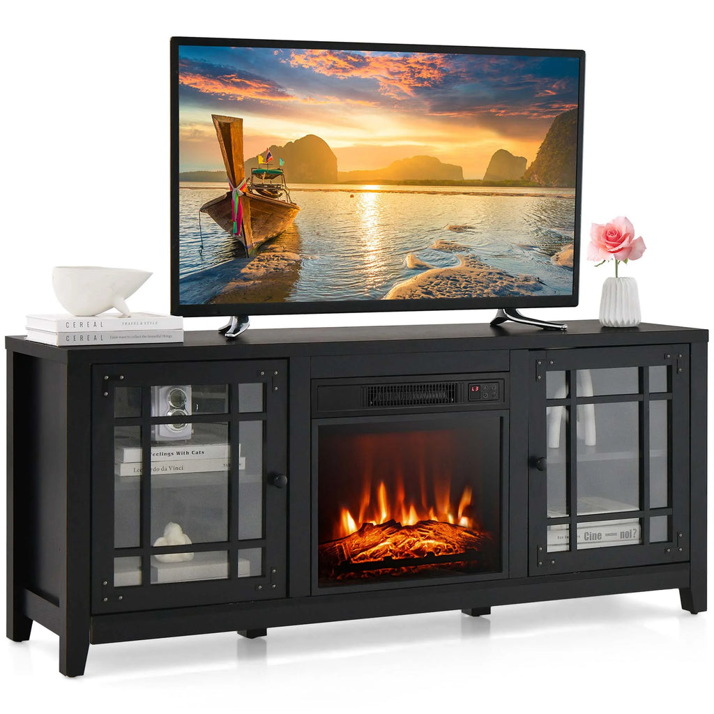58 Inches Fireplace TV Stand with 1400W Electric Fireplace K578