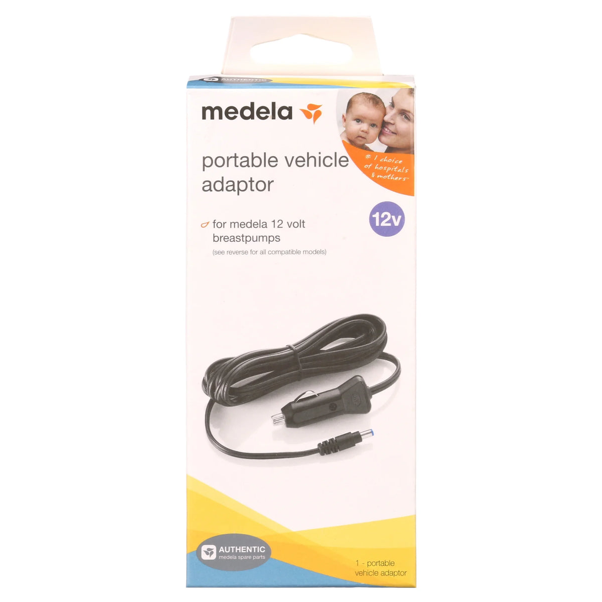 Breast Pump Vehicle Power Adapter, 12 Volt, Black, 8ft Cord J346
