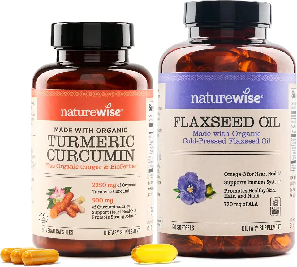 Curcumin Turmeric 2250mg & Flaxseed Oil 1200mg Omega 3 6 9 Softgels U6428