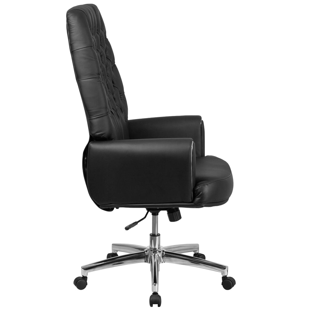 Black Tufted Bonded Leather Executive Swivel Chair with Arms P869026