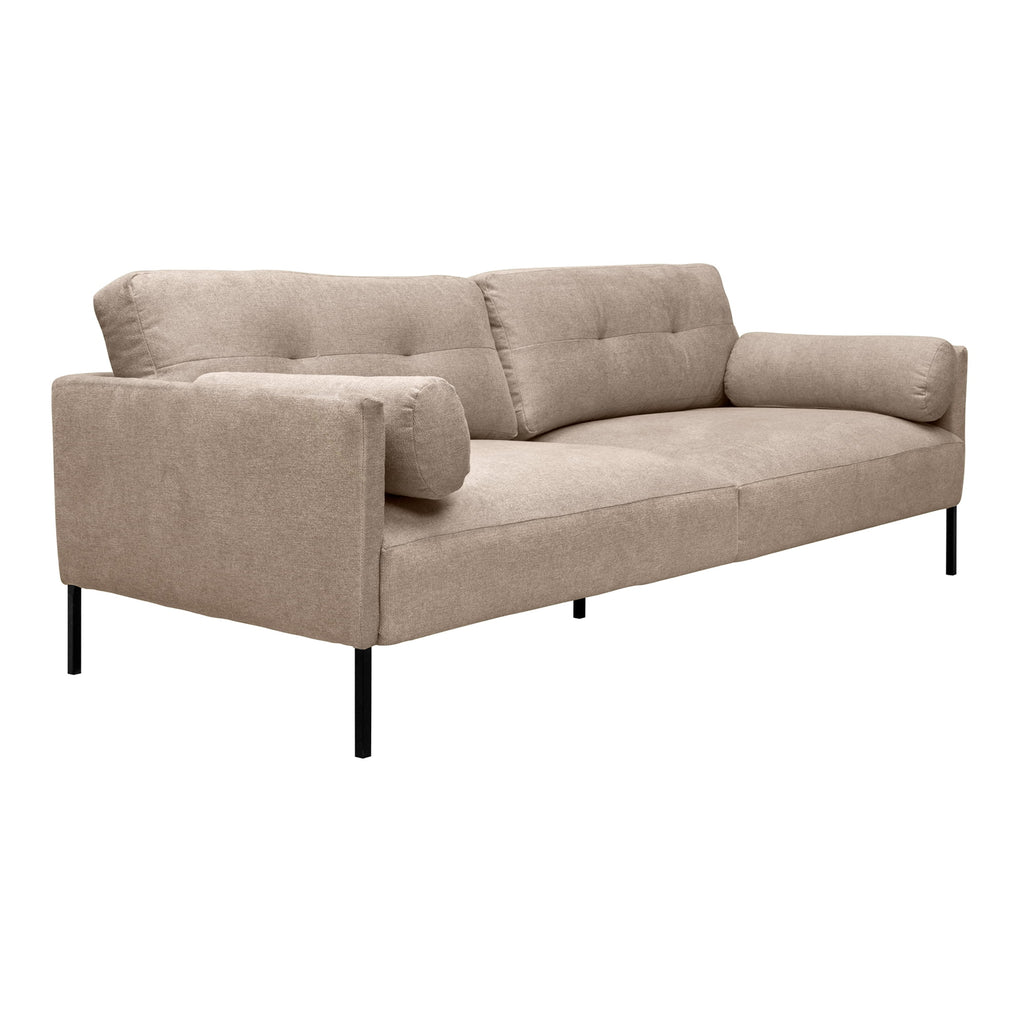 84" Beige Fabric Sofa with Black Metal Legs X4368