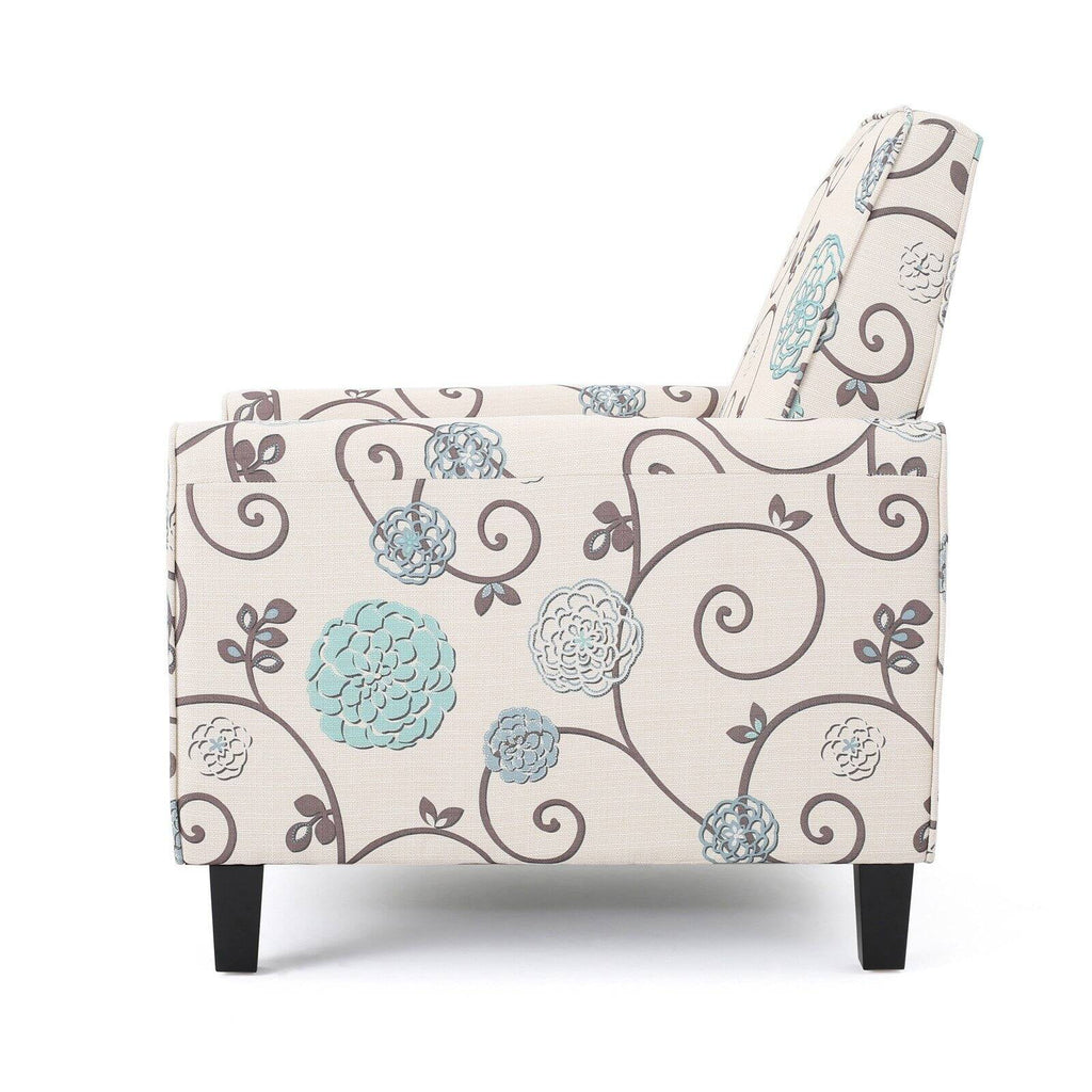 White and Blue Fabric Recliner X6653