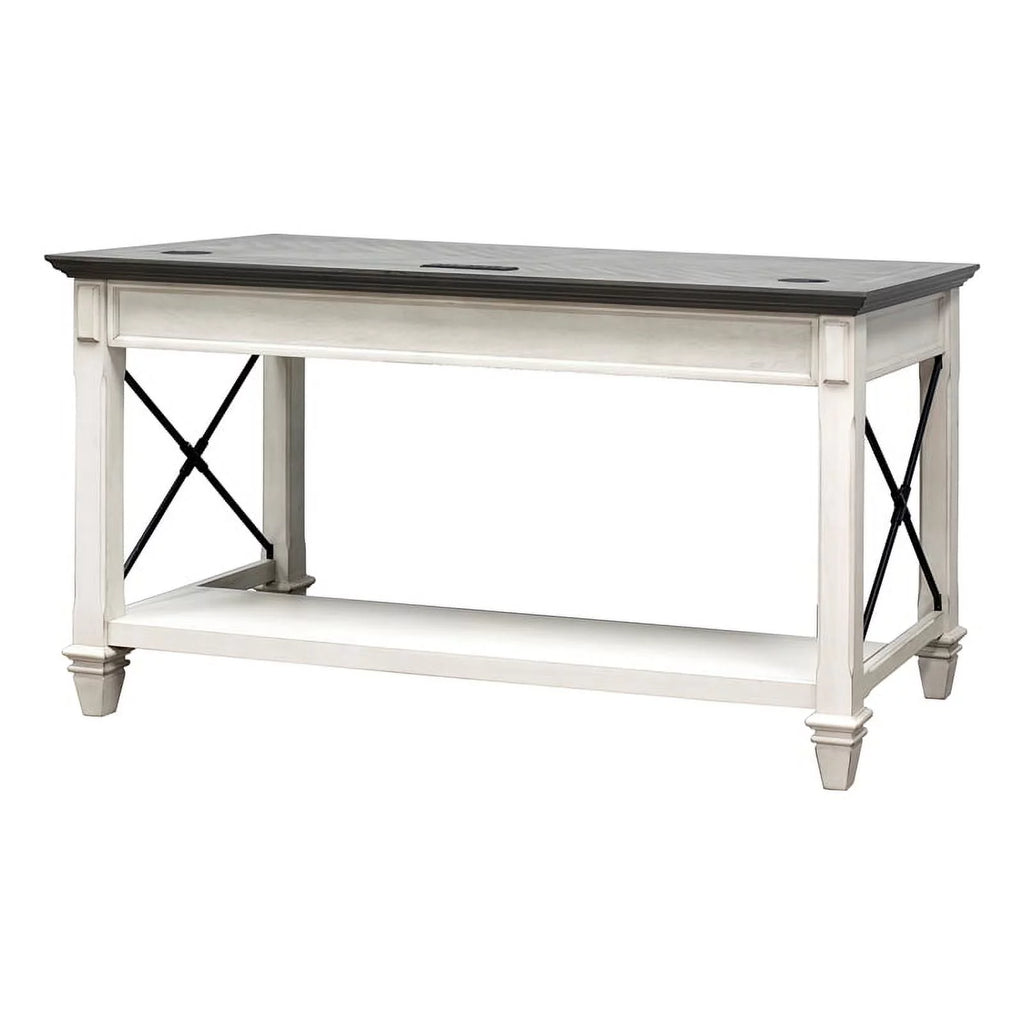 White Wood Height Adjustable Sit/Stand Desk D39175