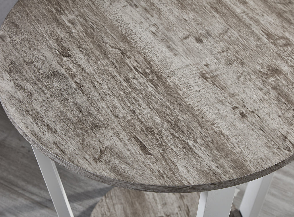 Gray Round End Table with Shelf X7345