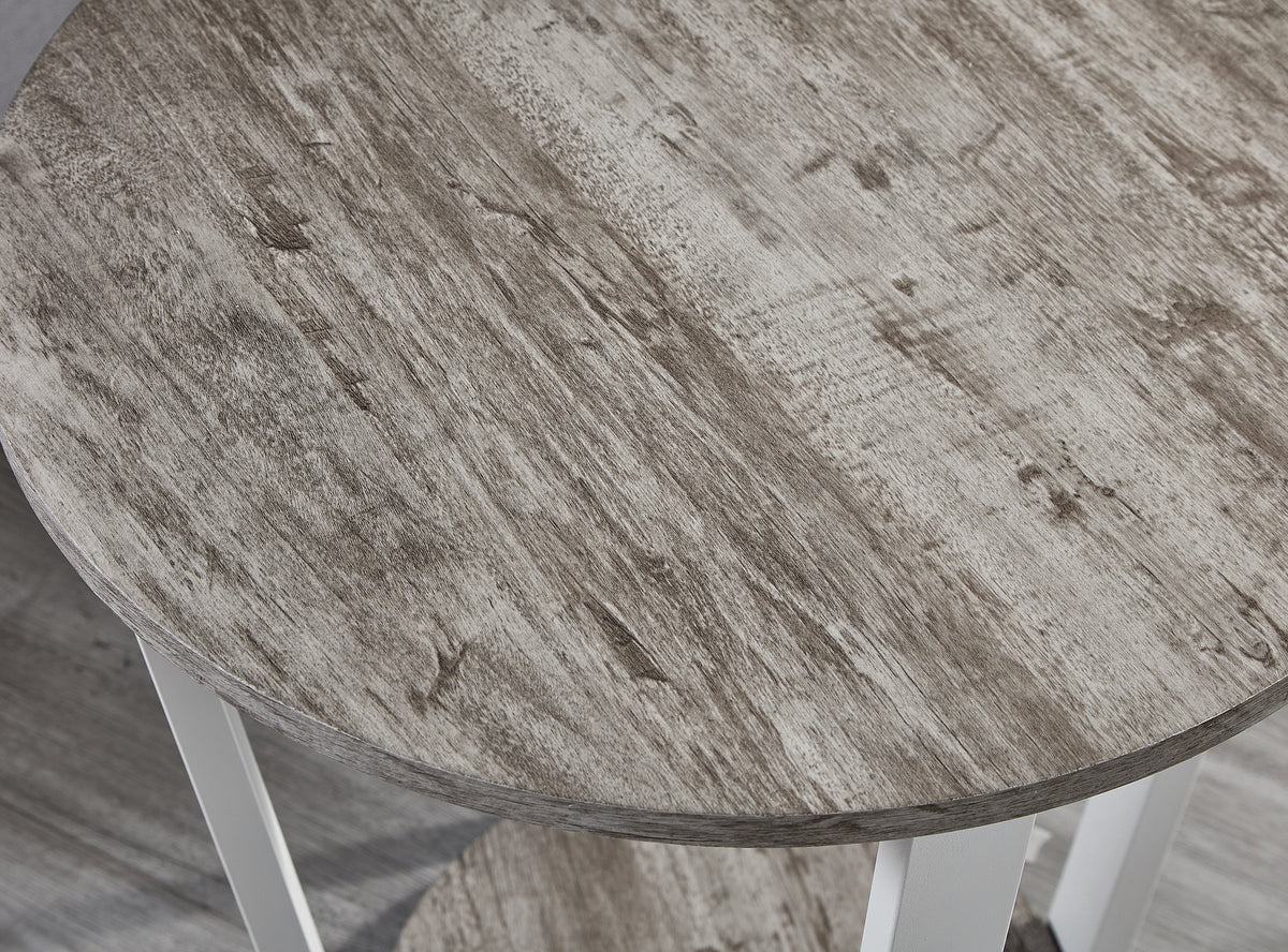 Gray Round End Table with Shelf X7345