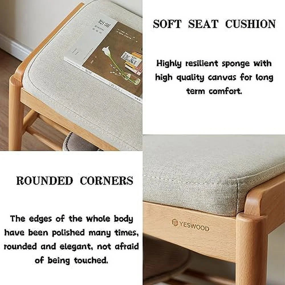 Wood 2-Tier Shoe Bench with Cushion F8430